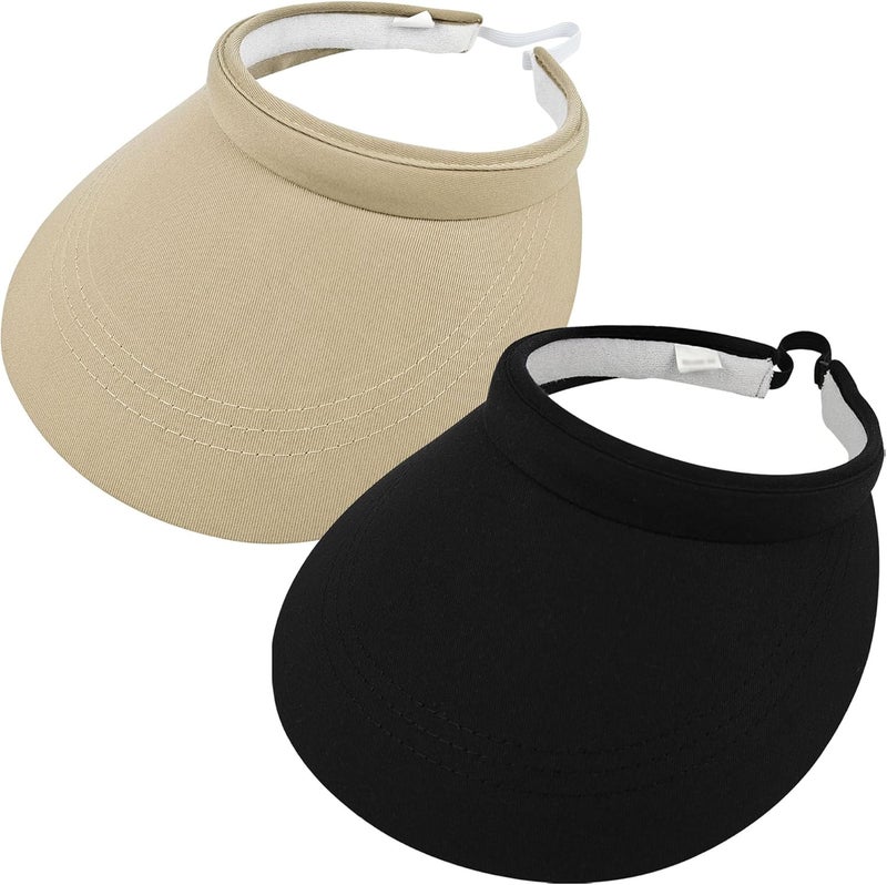 Beevarn Store 2 Pack Sun Visors Women Wide Brim Clip on Summer Hats Adjustable UV Protection - Image 1